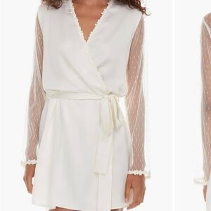 Flora Nikrooz White Satin Robe with Wrap Design